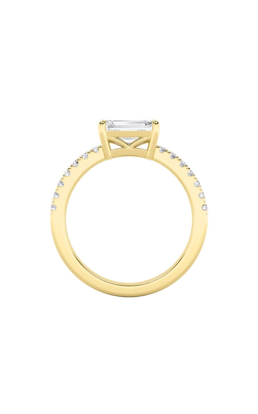 1.5Cttw Emerald Shaped Lab Grown Diamond (F/VS) East West Accented Ring in 14K Gold