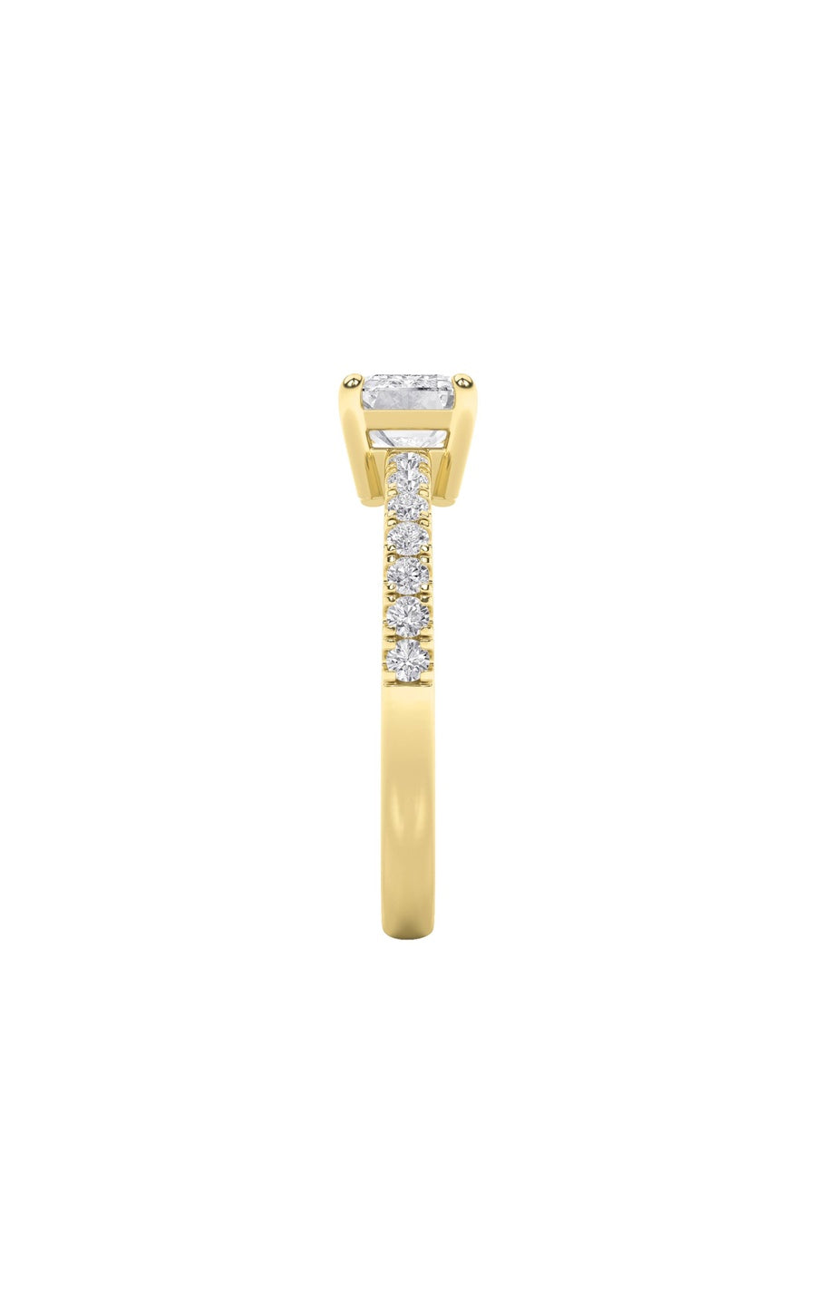 1.5Cttw Emerald Shaped Lab Grown Diamond (F/VS) East West Accented Ring in 14K Gold