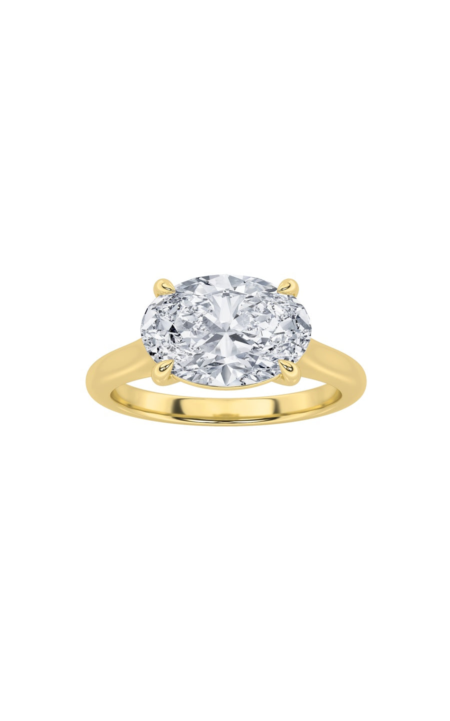 2CTW Oval Shaped Lab Grown Diamond (F/VS) East West Accented Ring in 14K Gold