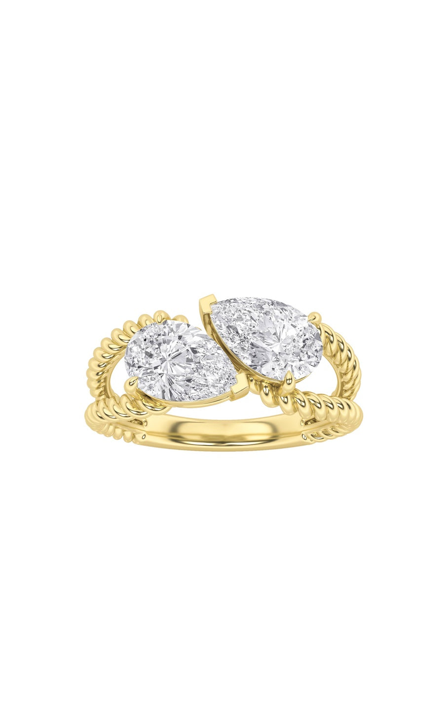 2Cttw Pear Shaped Lab Grown Diamond (F/VS) Toi etMoi Fashiion Ring in 14K Gold