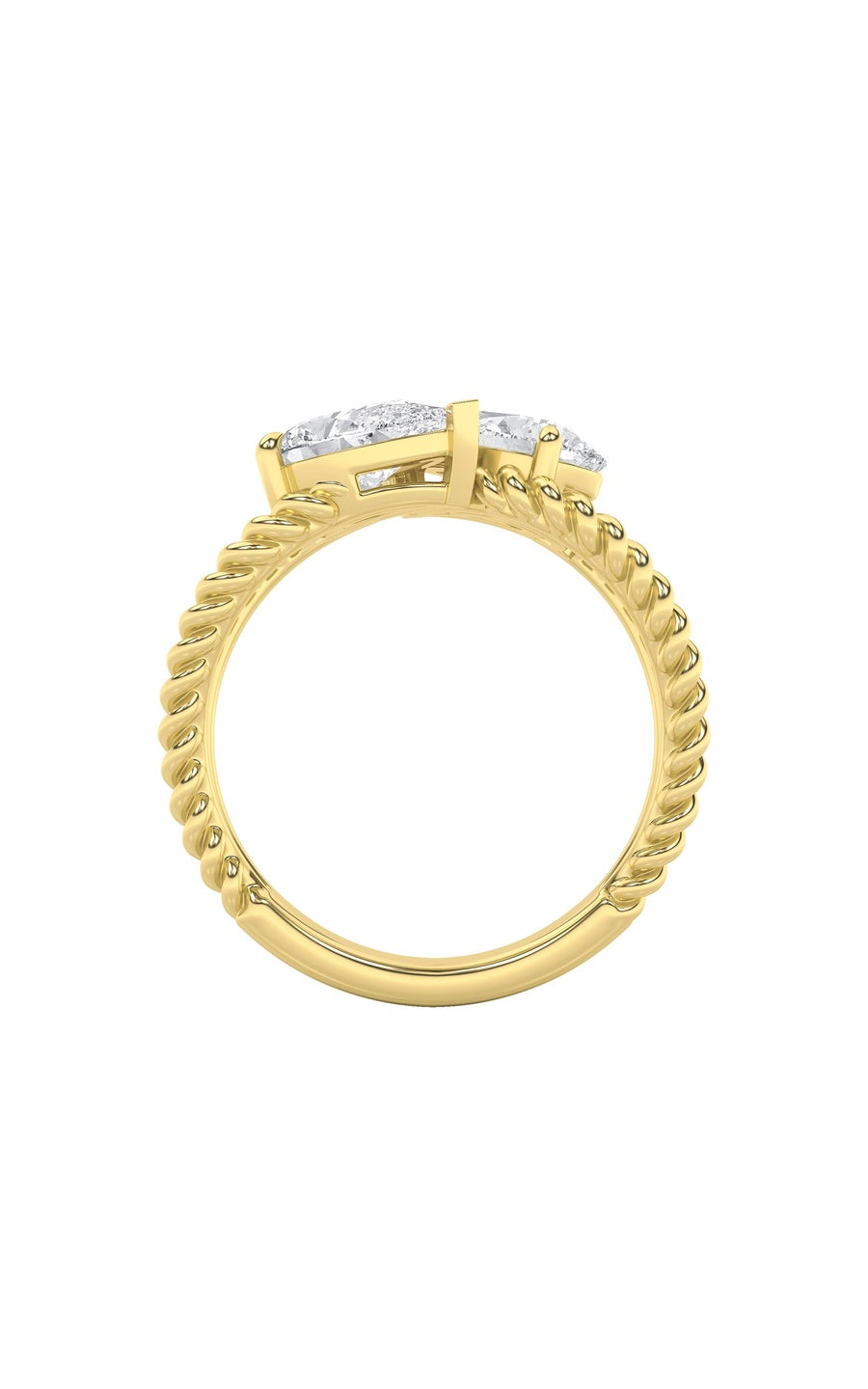 2Cttw Pear Shaped Lab Grown Diamond (F/VS) Toi etMoi Fashiion Ring in 14K Gold