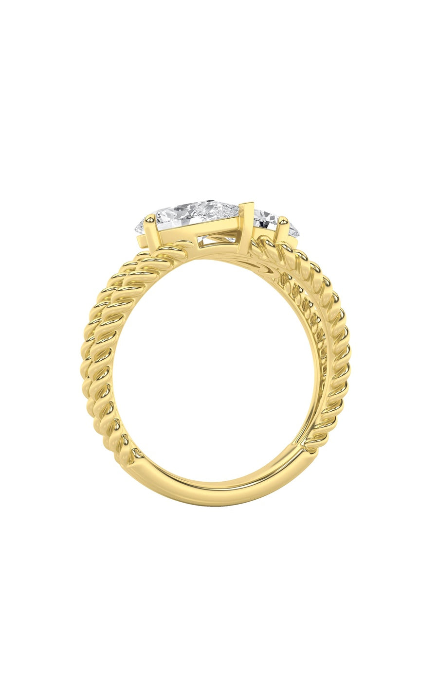 2Cttw Pear Shaped Lab Grown Diamond (F/VS) Toi etMoi Fashiion Ring in 14K Gold