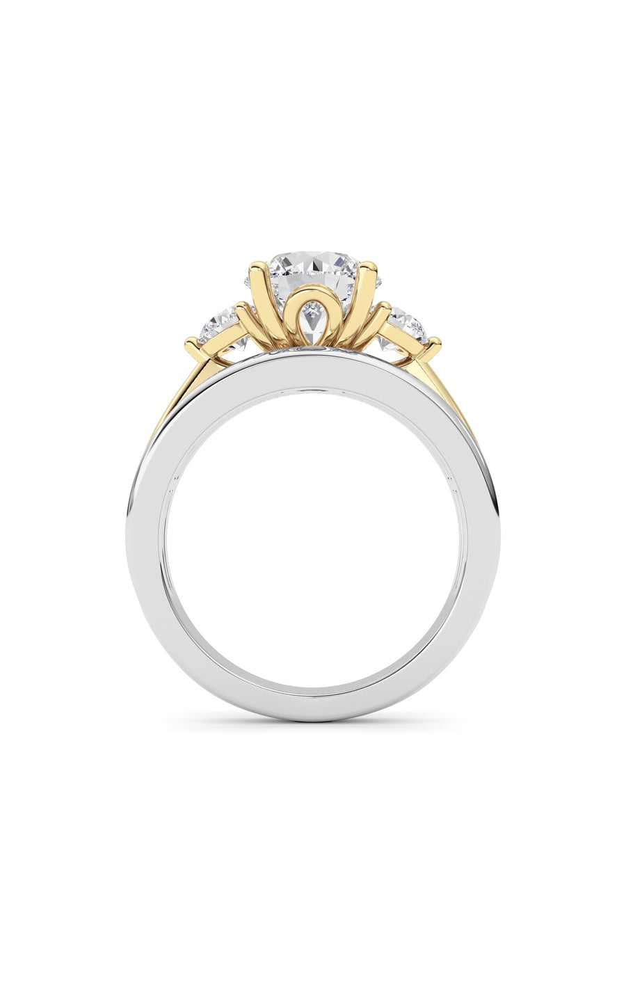 3Cttw Oval Shaped Lab Grown Diamond (F/VS) Two Tone Solitaire Engagement Ring in 14K Gold