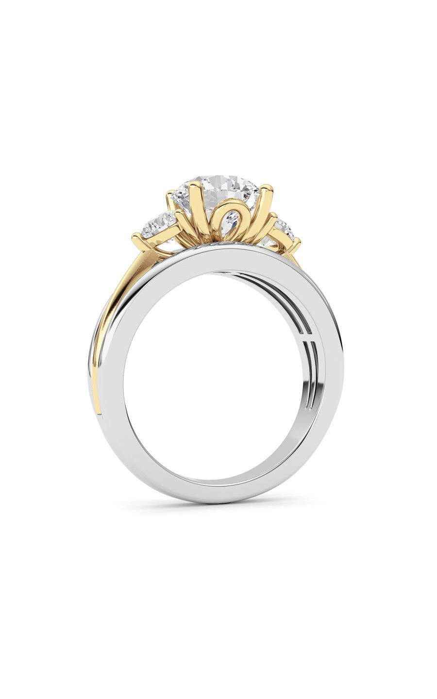 3Cttw Oval Shaped Lab Grown Diamond (F/VS) Two Tone Solitaire Engagement Ring in 14K Gold