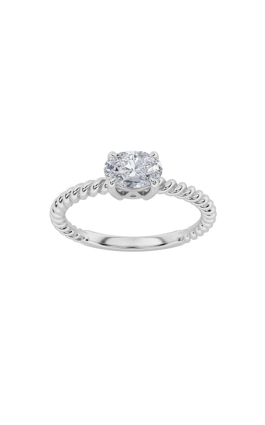 0.5Cttw Oval Shaped Lab Grown Diamond (F/VS) Petite Solitaire Engagement RING in 14K Gold
