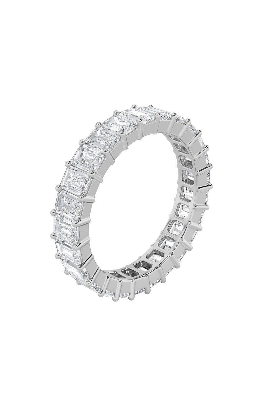 2.8Cttw Emerald Shaped Lab Grown Diamond Split Prong Eternity Ring in 14K Gold (F/VS)