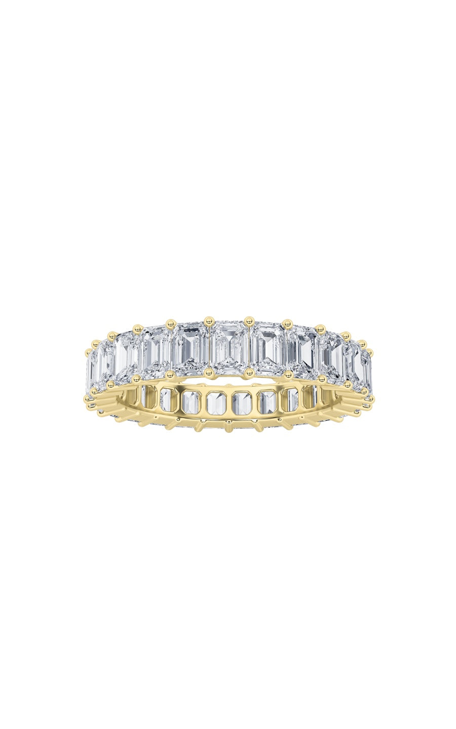 3.15Cttw Emerald Shaped Lab Grown Diamond Split Prong Eternity Ring in 14K Gold (F/VS)