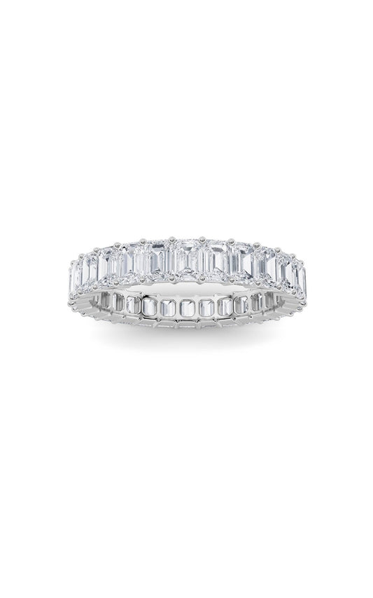 3.35Cttw Emerald Shaped Lab Grown Diamond Split Prong Eternity Ring in 14K Gold (F/VS)