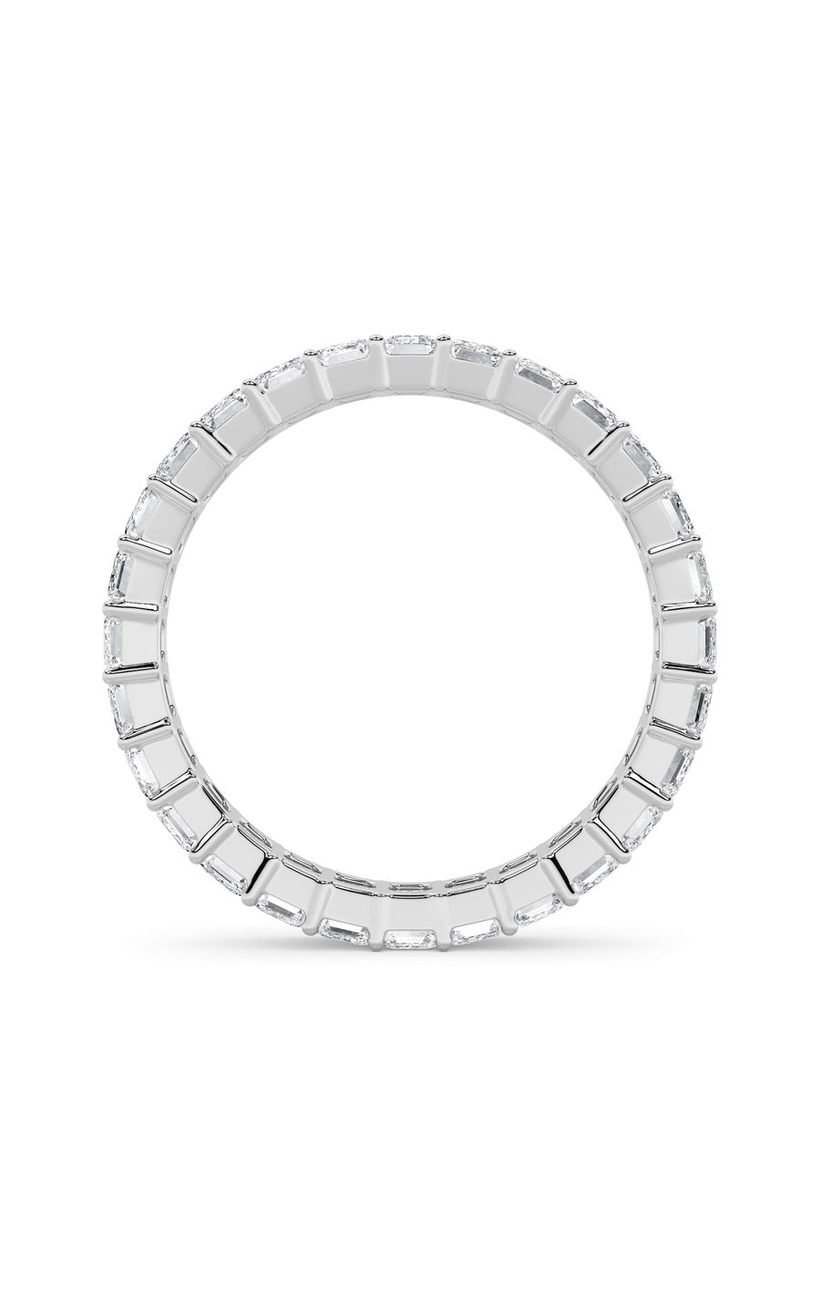 3.35Cttw Emerald Shaped Lab Grown Diamond Split Prong Eternity Ring in 14K Gold (F/VS)