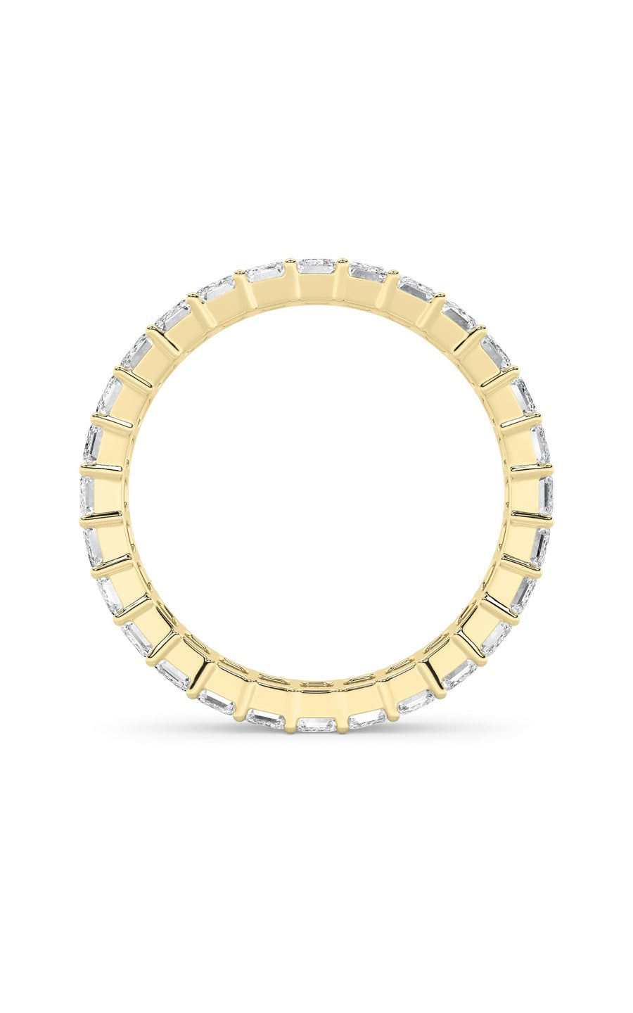 3.35Cttw Emerald Shaped Lab Grown Diamond Split Prong Eternity Ring in 14K Gold (F/VS)
