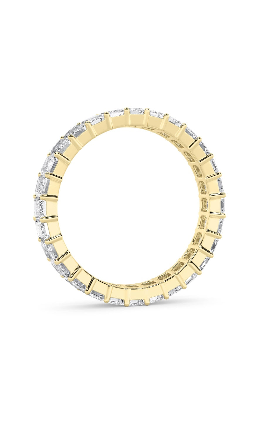 3.35Cttw Emerald Shaped Lab Grown Diamond Split Prong Eternity Ring in 14K Gold (F/VS)