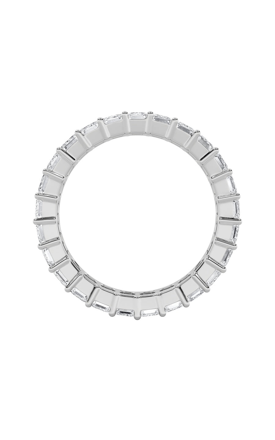 4.4Cttw Emerald Shaped Lab Grown Diamond Split Prong Eternity Ring in 14K Gold (F/VS)
