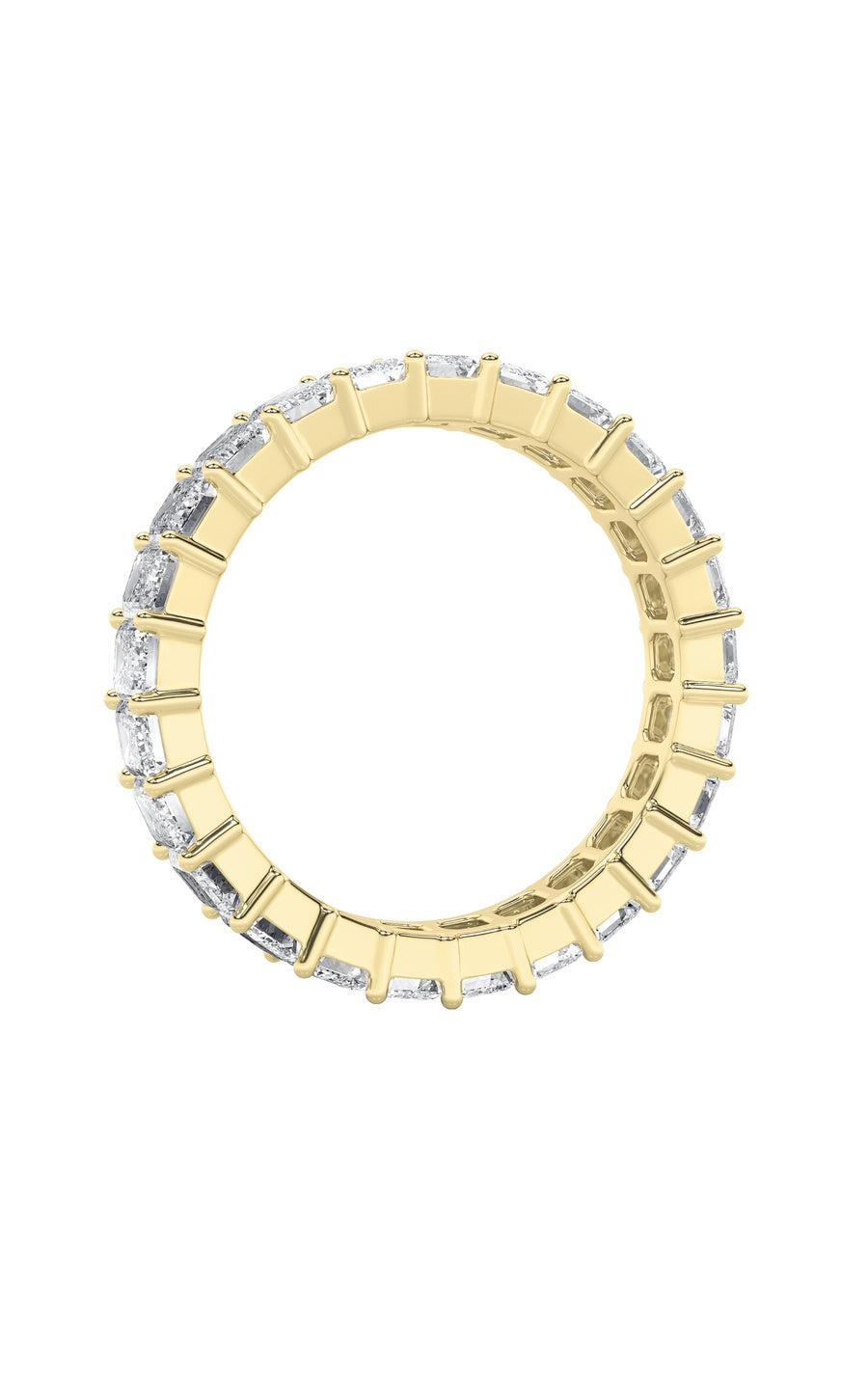 4.5Cttw Emerald Shaped Lab Grown Diamond Split Prong Eternity Ring in 14K Gold (F/VS)