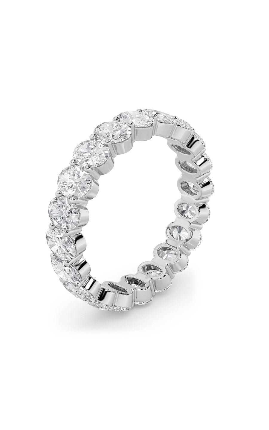 4Cttw Oval Shaped Lab Grown Diamond Split Prong Eternity Ring in 14K Gold (F/VS)