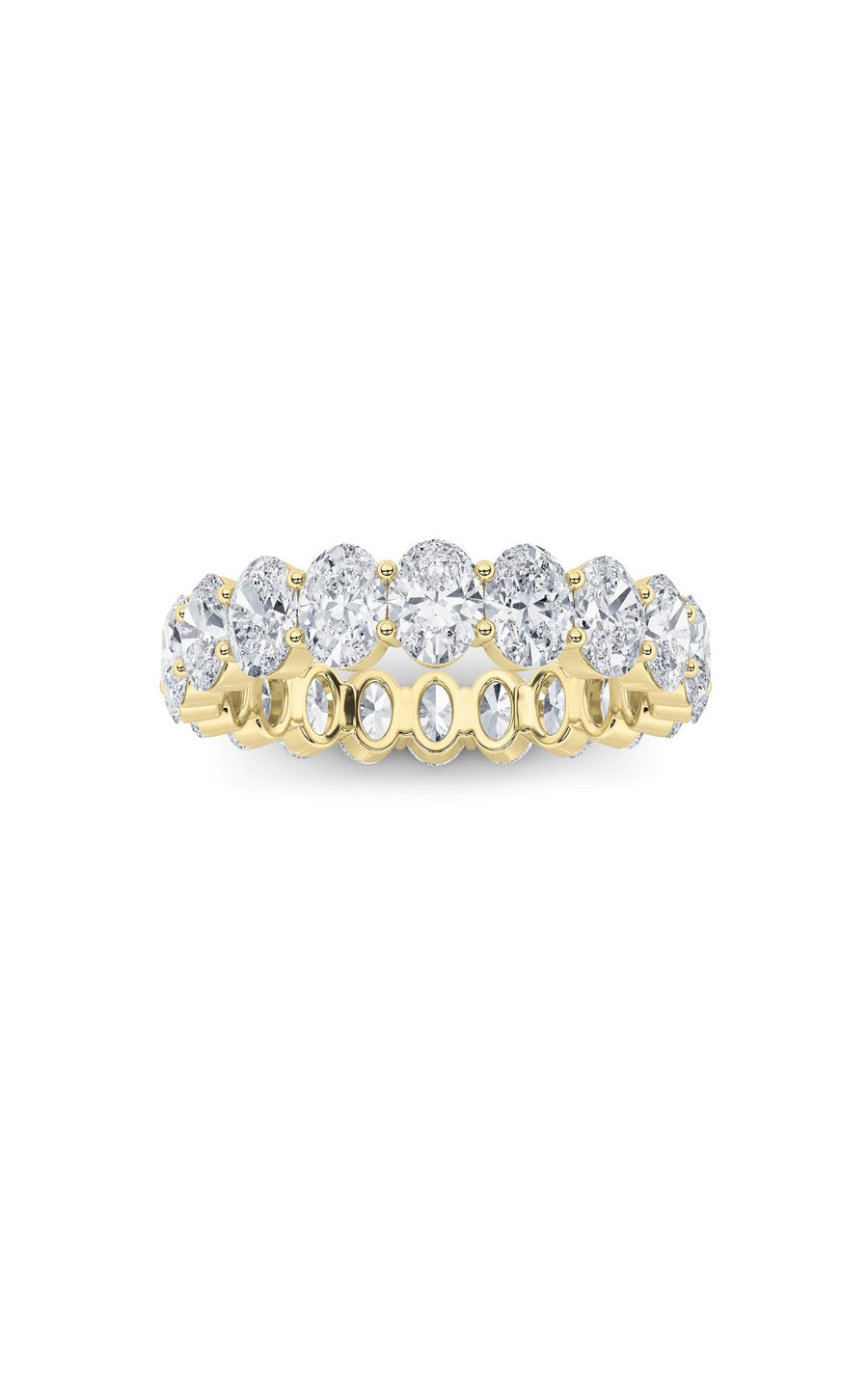 4Cttw Oval Shaped Lab Grown Diamond Split Prong Eternity Ring in 14K Gold (F/VS)