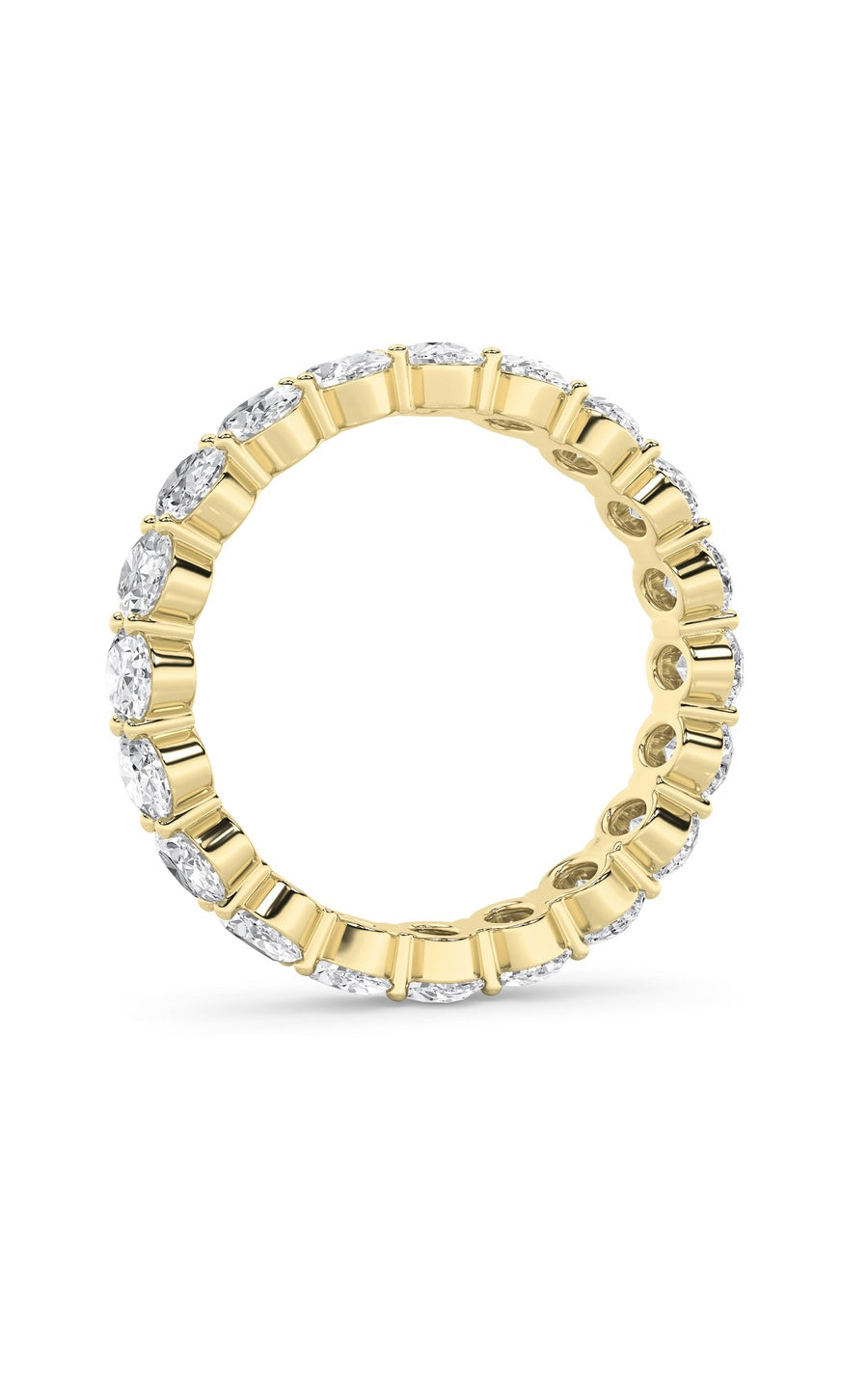 4Cttw Oval Shaped Lab Grown Diamond Split Prong Eternity Ring in 14K Gold (F/VS)