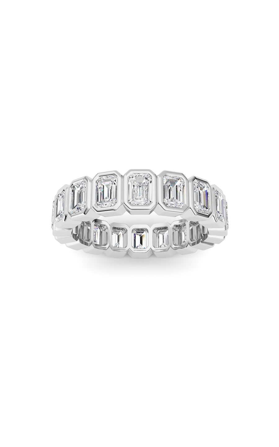 2.2Cttw Emerald Shaped Lab Grown Diamond (F/VS) Eternity Band Ring in 14K Gold