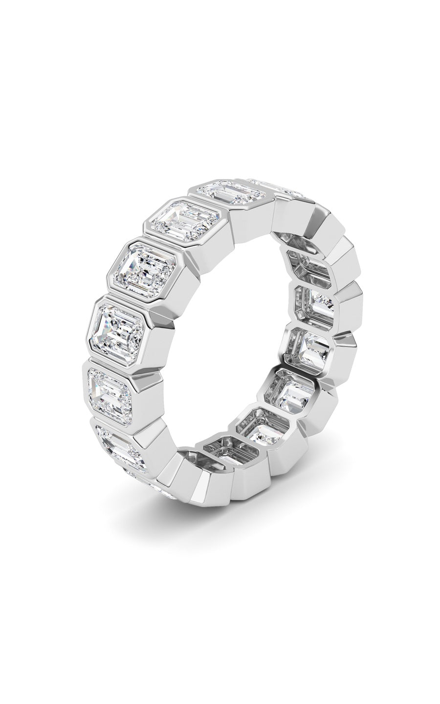 3.2Cttw Emerald Shaped Lab Grown Diamond (F/VS) Eternity Band Ring in 14K Gold