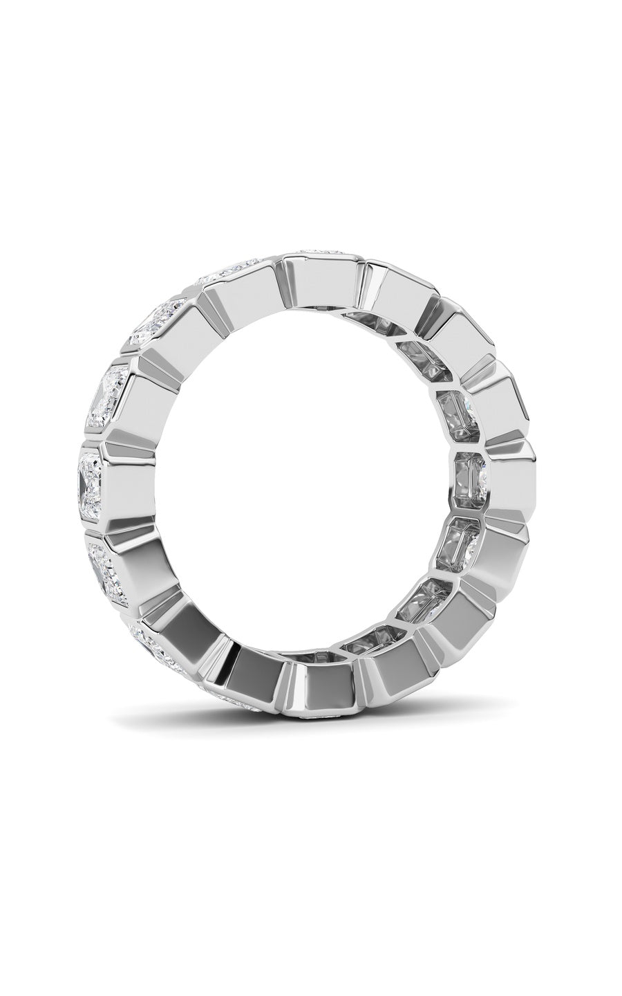 3.2Cttw Emerald Shaped Lab Grown Diamond (F/VS) Eternity Band Ring in 14K Gold