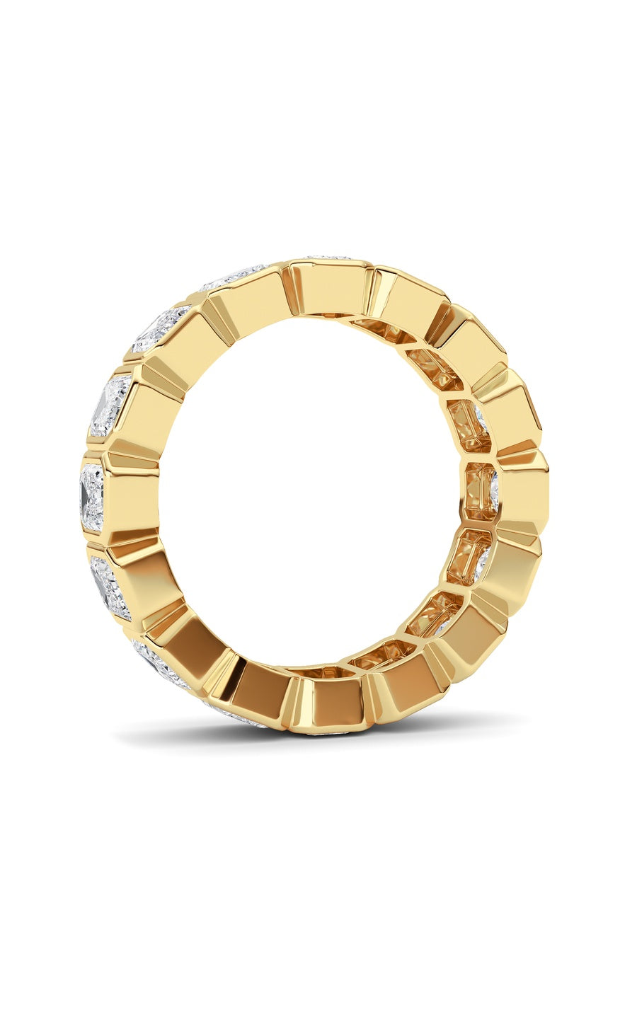 3.2Cttw Emerald Shaped Lab Grown Diamond (F/VS) Eternity Band Ring in 14K Gold