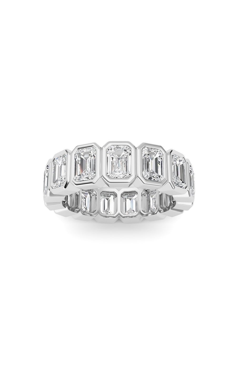3.75Cttw Emerald Shaped Lab Grown Diamond (F/VS) Eternity Band Ring in 14K Gold