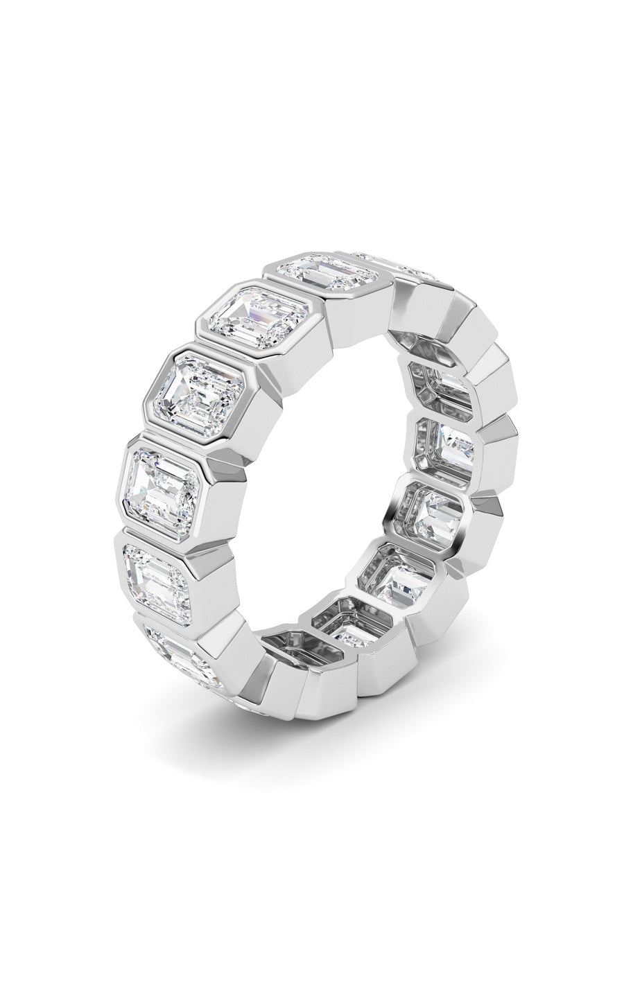 3.75Cttw Emerald Shaped Lab Grown Diamond (F/VS) Eternity Band Ring in 14K Gold