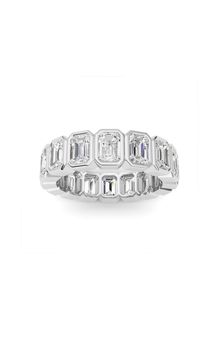 4Cttw Emerald Shaped Lab Grown Diamond (F/VS) Eternity Band Ring in 14K Gold