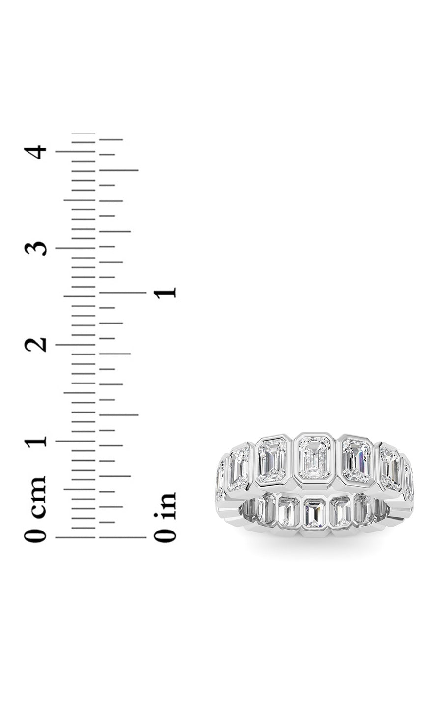 4Cttw Emerald Shaped Lab Grown Diamond (F/VS) Eternity Band Ring in 14K Gold