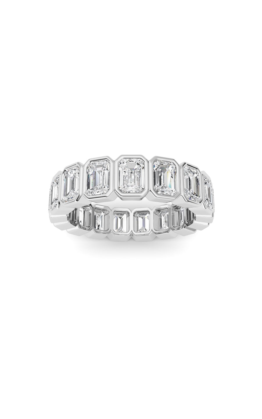 4.25Cttw Emerald Shaped Lab Grown Diamond (F/VS) Eternity Band Ring in 14K Gold