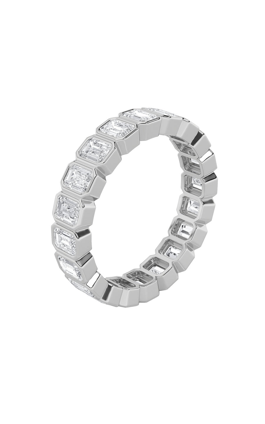 4.25Cttw Emerald Shaped Lab Grown Diamond (F/VS) Eternity Band Ring in 14K Gold