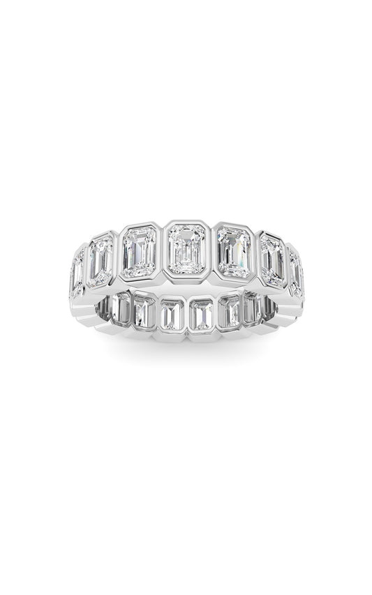 4.25Cttw Emerald Shaped Lab Grown Diamond (F/VS) Eternity Band Ring in 14K Gold