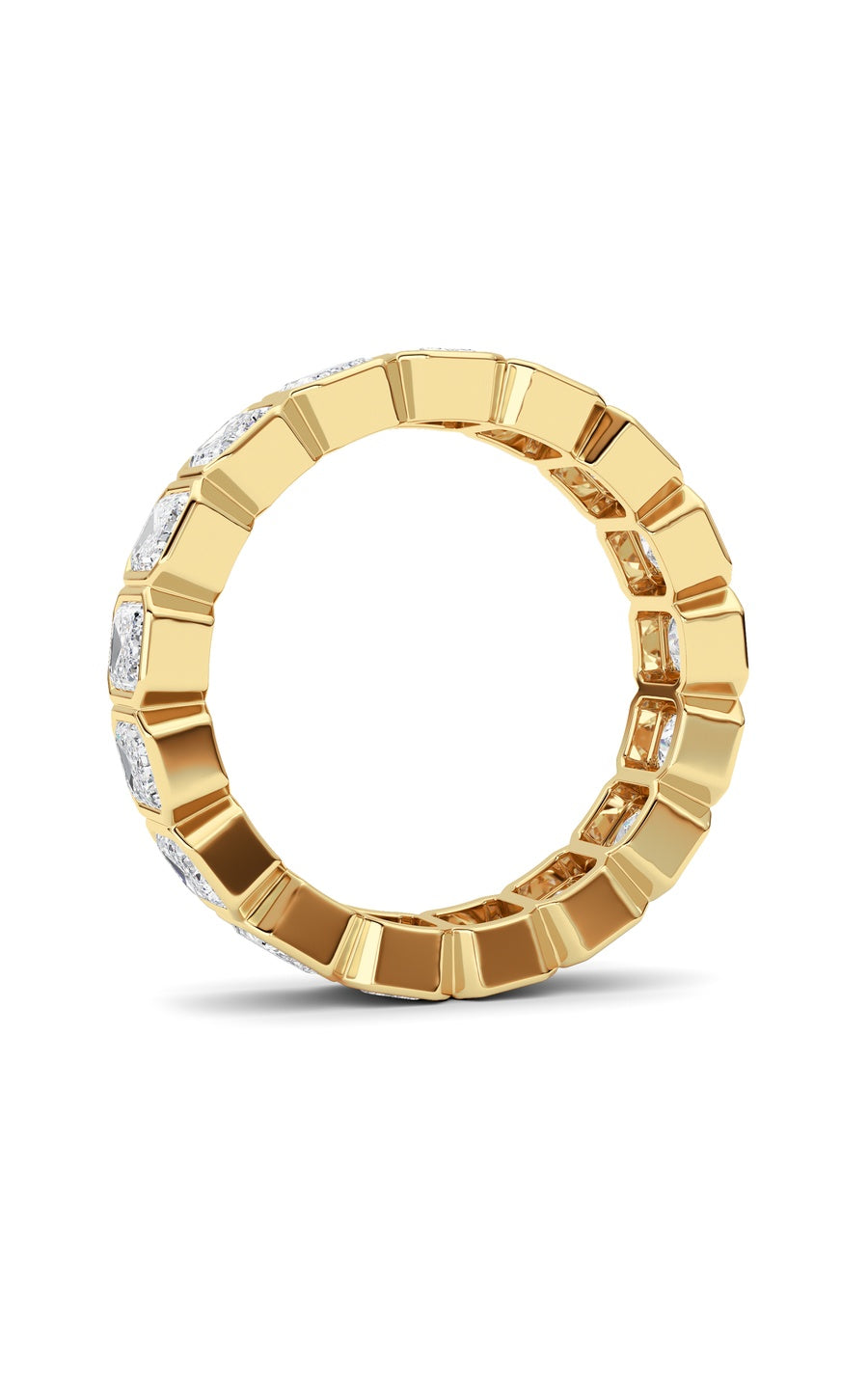 4.25Cttw Emerald Shaped Lab Grown Diamond (F/VS) Eternity Band Ring in 14K Gold