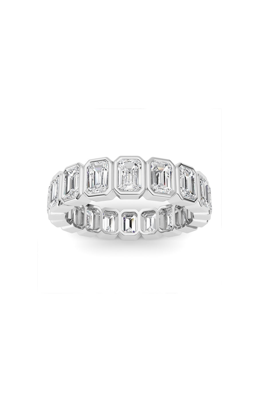 4.5Cttw Emerald Shaped Lab Grown Diamond (F/VS) Eternity Band Ring in 14K Gold