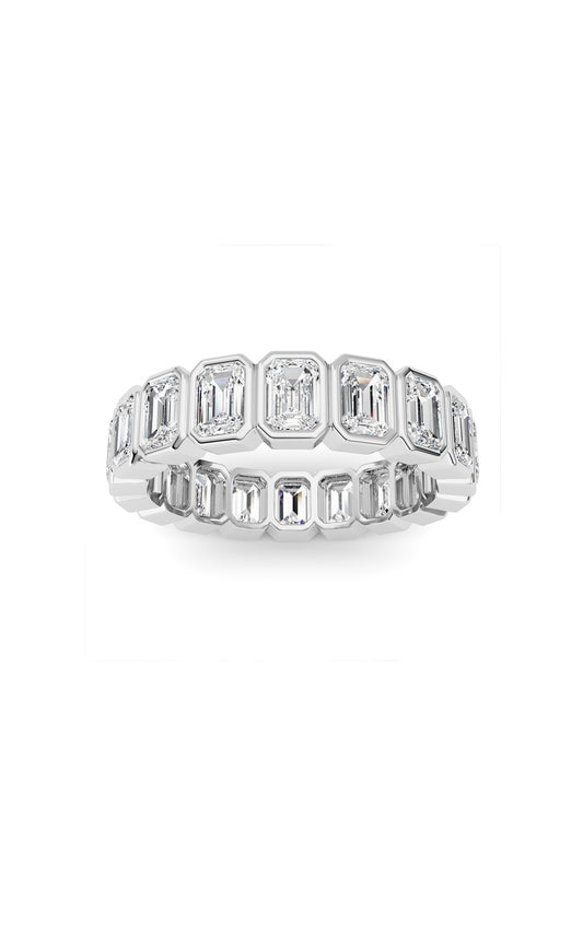 4.5Cttw Emerald Shaped Lab Grown Diamond (F/VS) Eternity Band Ring in 14K Gold