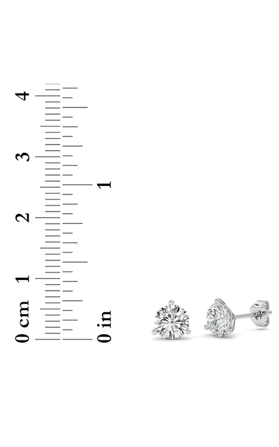 2Cttw Round Shaped Lab Grown Diamond (F/VS) ThreeProng Martini Stud Earrings in 14K White Gold
