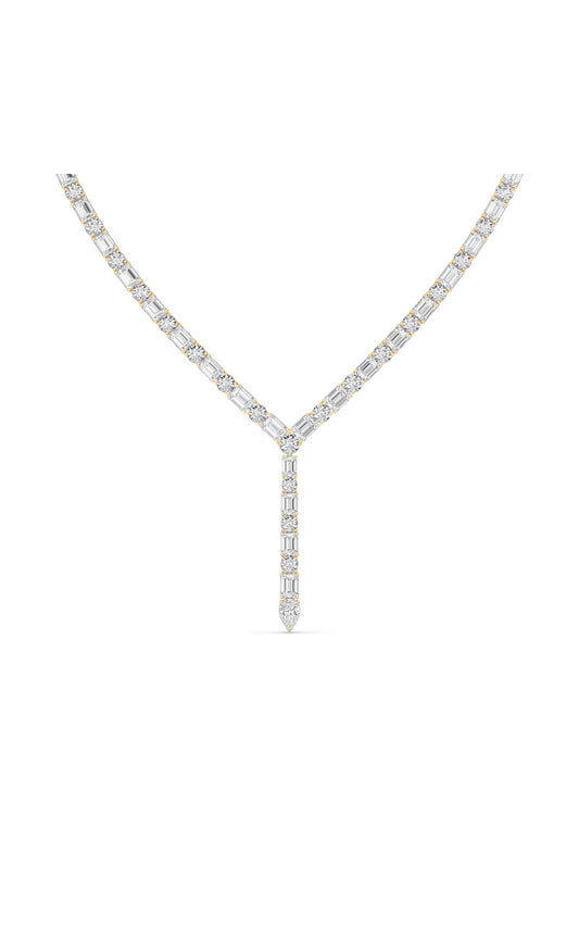28CTW Mix Shaped Lab Grown Diamond Necklace in 14K Gold (F/VS)