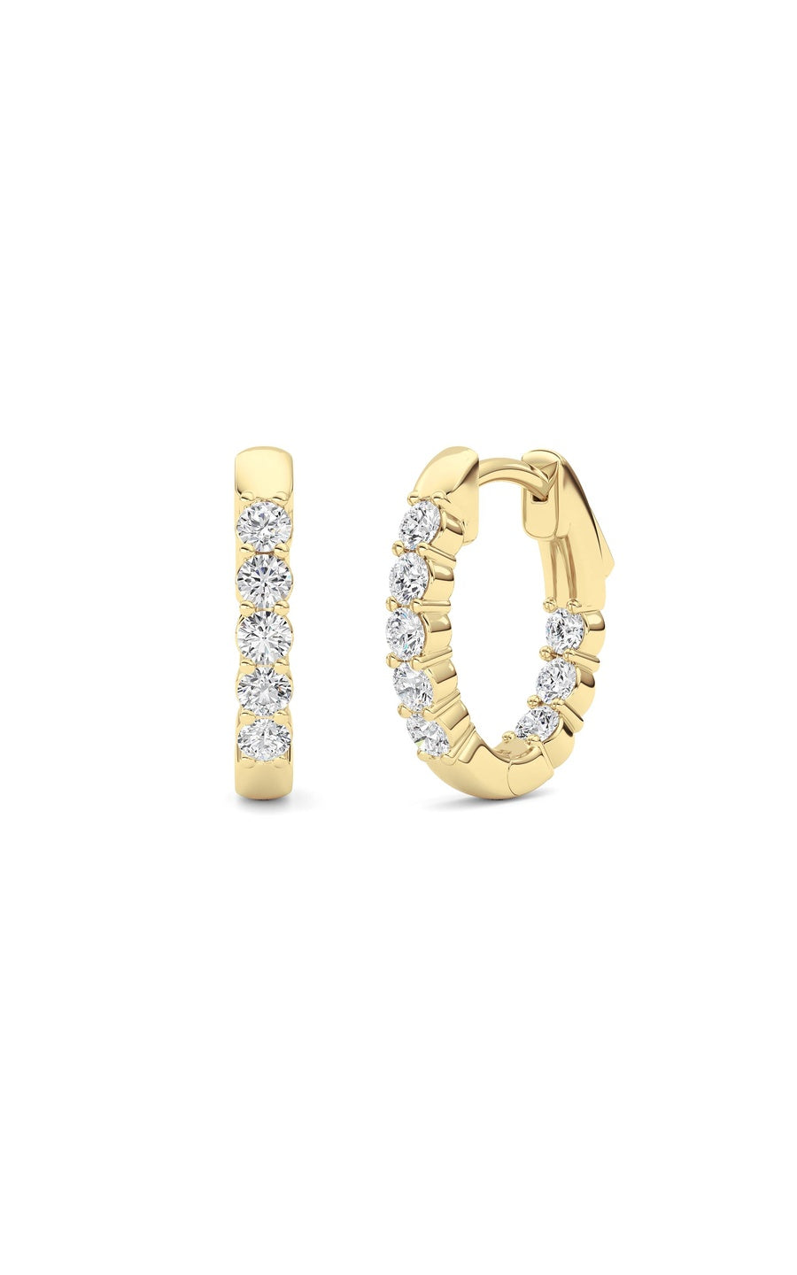 1Cttw Round Shaped Lab Grown Diamond (F/VS) InsideOut Hoop Earring in 14K Gold