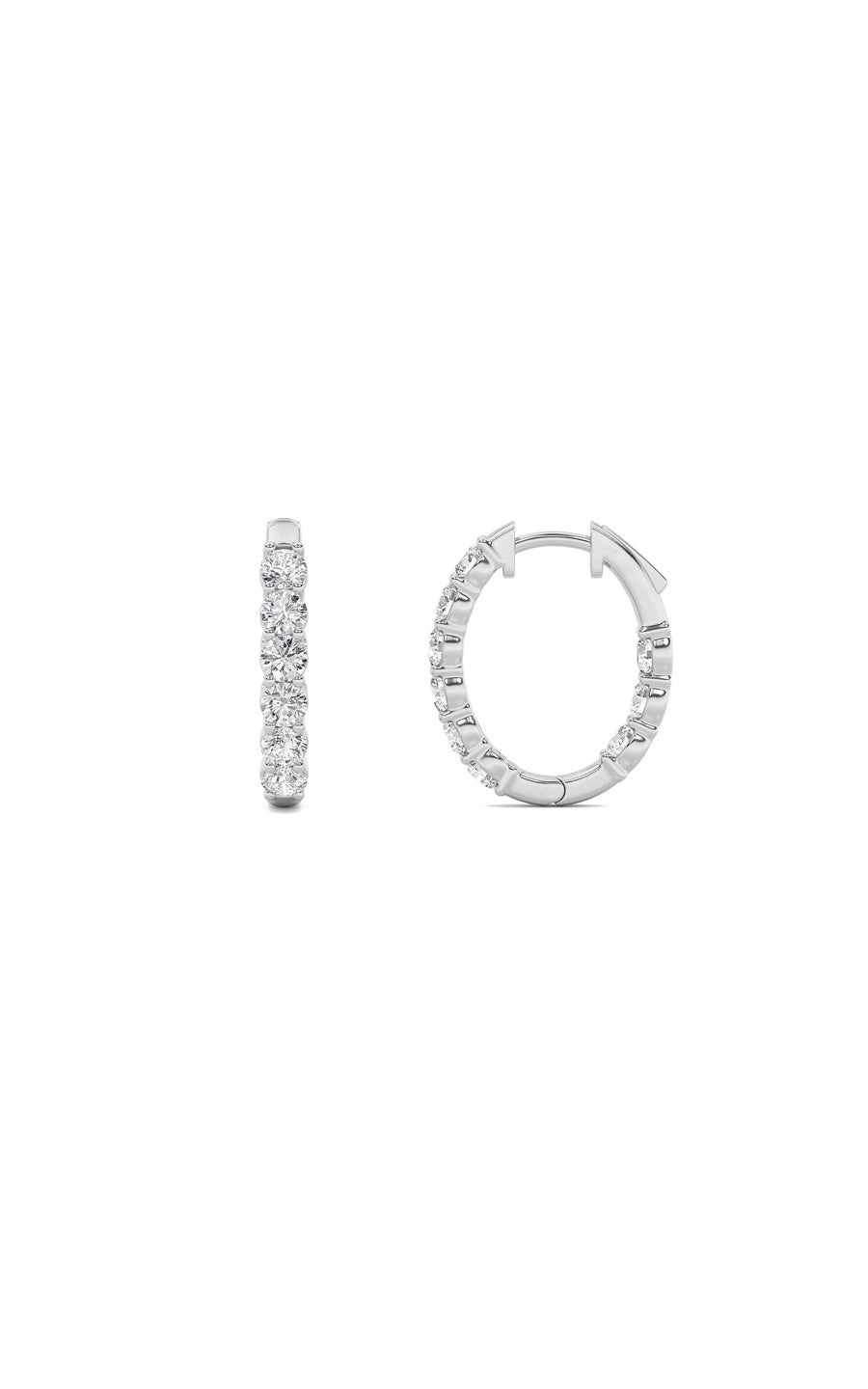 2Cttw Round Shaped Lab Grown Diamond (F/VS) InsideOut Hoop Earrings in 14K Gold