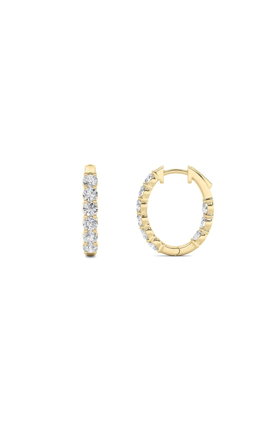 2Cttw Round Shaped Lab Grown Diamond (F/VS) InsideOut Hoop Earrings in 14K Gold