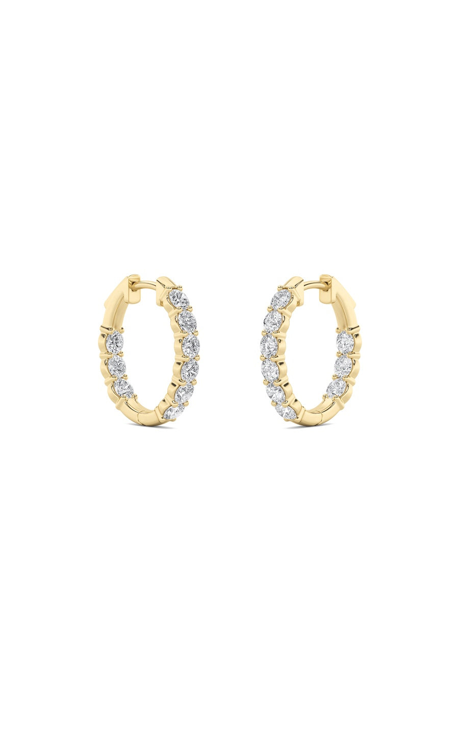 2Cttw Round Shaped Lab Grown Diamond (F/VS) Inside Out Hoop Earrings in 14K Gold