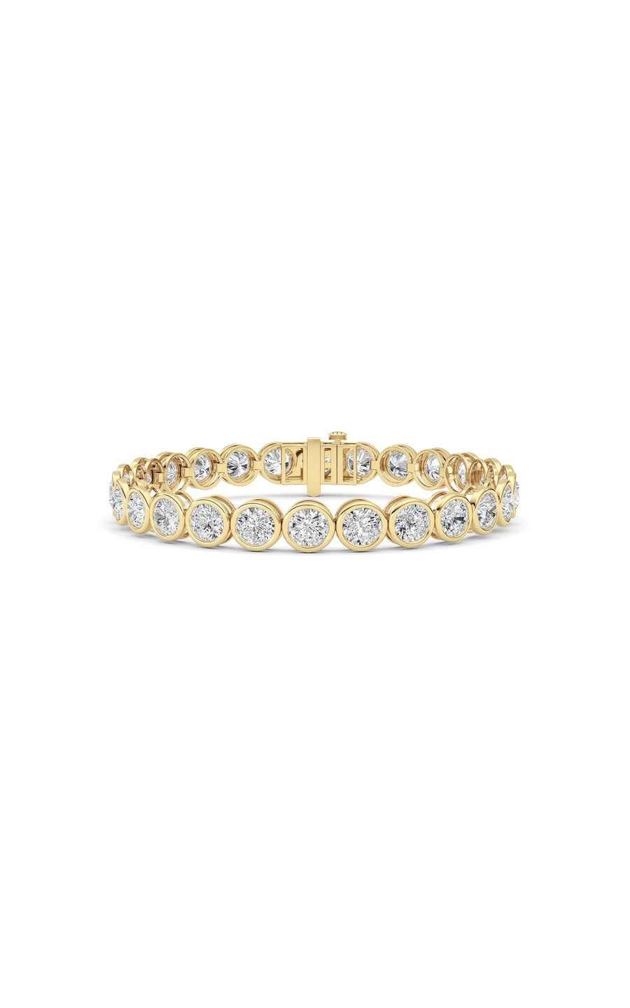 15Cttw Round Lab Grown Diamond (F/VS ) Bezel Set Bracelet in 14K Gold