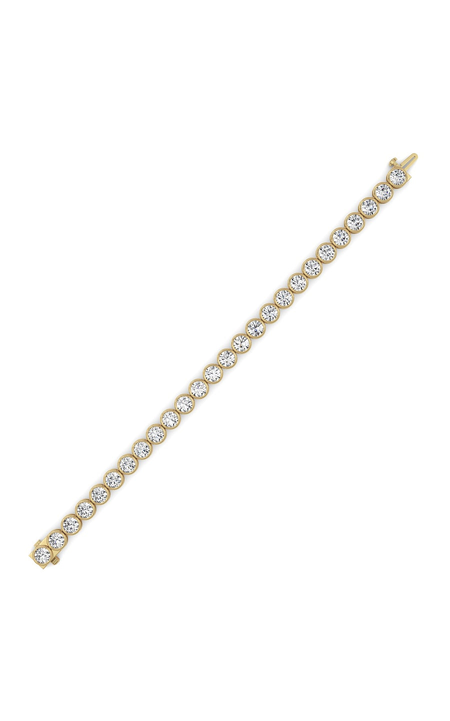 15Cttw Round Lab Grown Diamond (F/VS ) Bezel Set Bracelet in 14K Gold