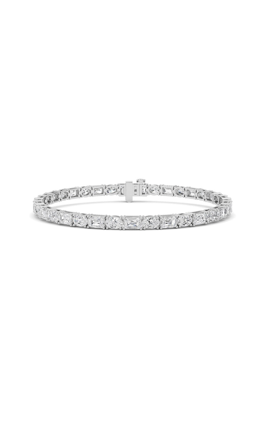 10Cttw Emerald And Round Lab Grown Diamond (F/VS )Bracelet in 14K Gold