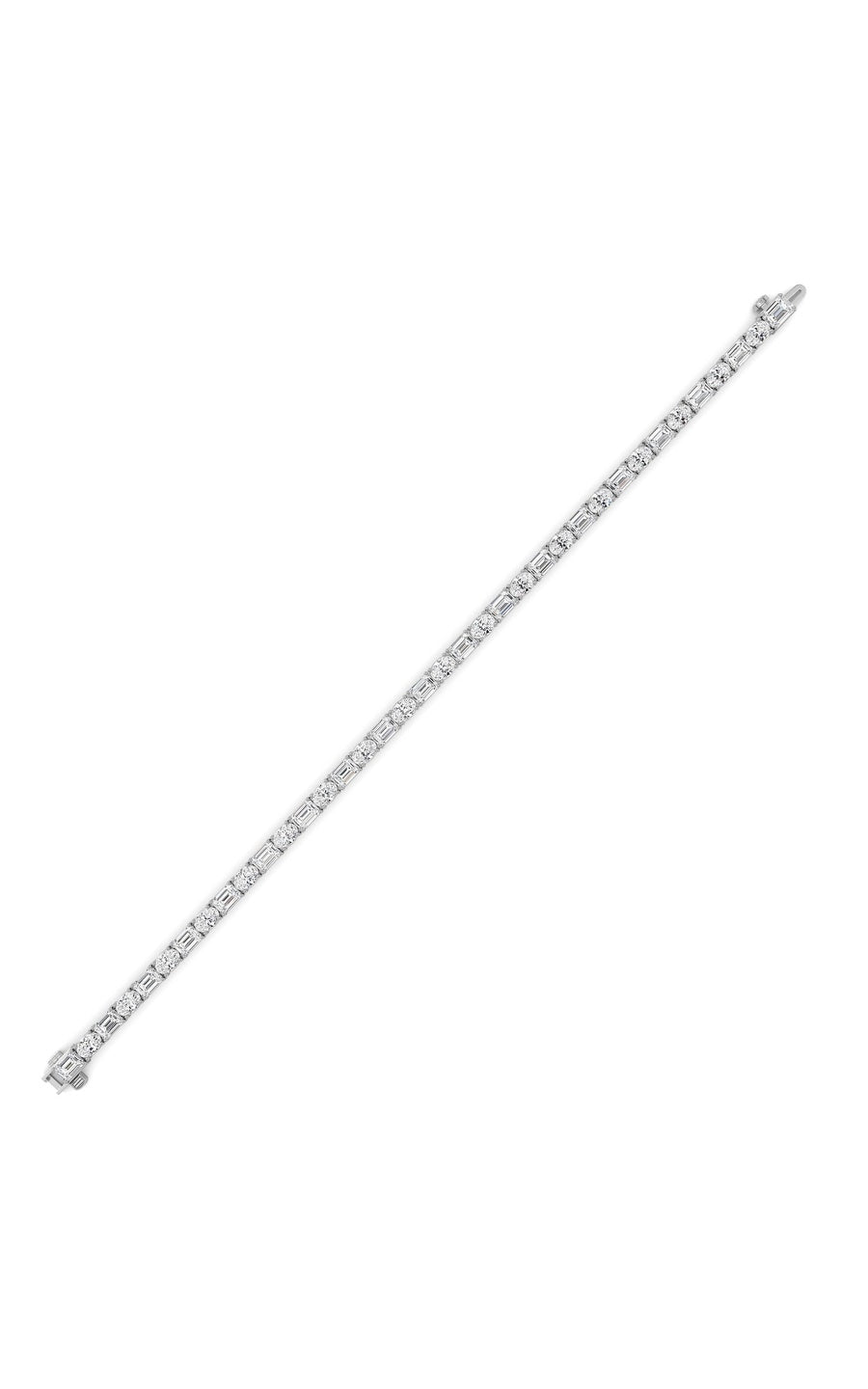 10Cttw Emerald And Round Lab Grown Diamond (F/VS )Bracelet in 14K Gold