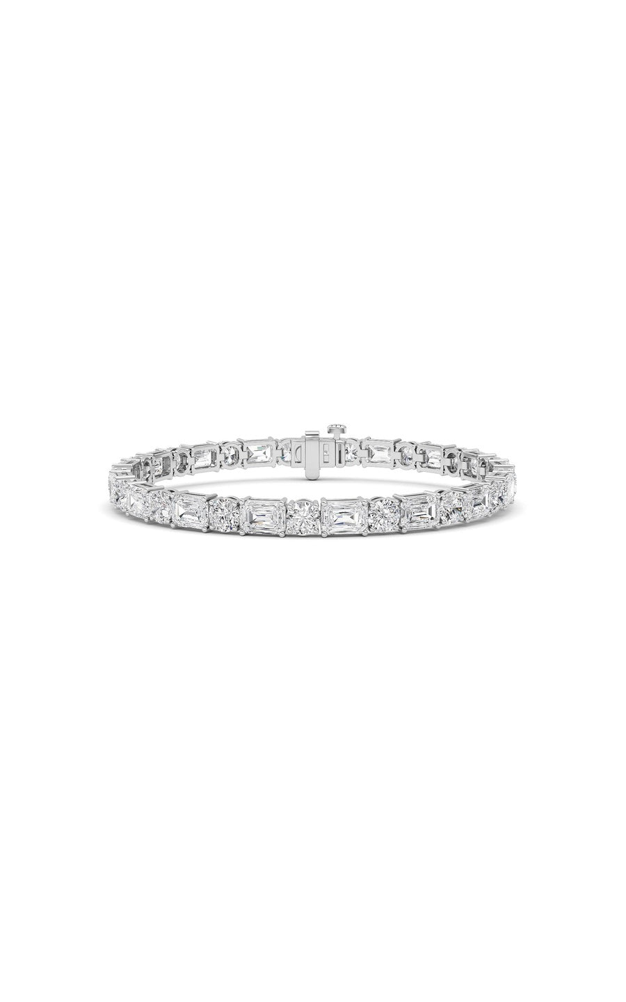 15Cttw Emerald And Round Lab Grown Diamond (F/VS )Bracelet in 14K Gold