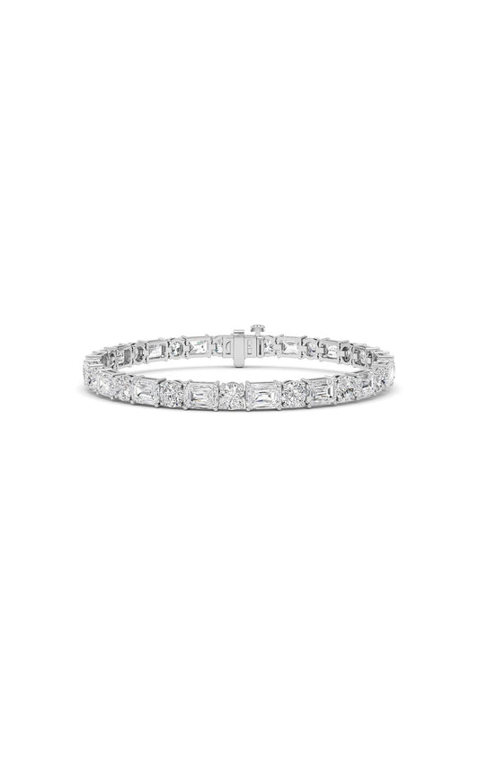 15Cttw Emerald And Round Lab Grown Diamond (F/VS )Bracelet in 14K Gold