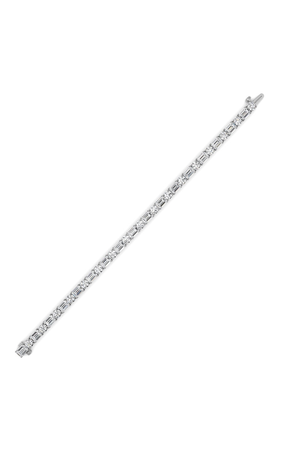 15Cttw Emerald And Round Lab Grown Diamond (F/VS )Bracelet in 14K Gold