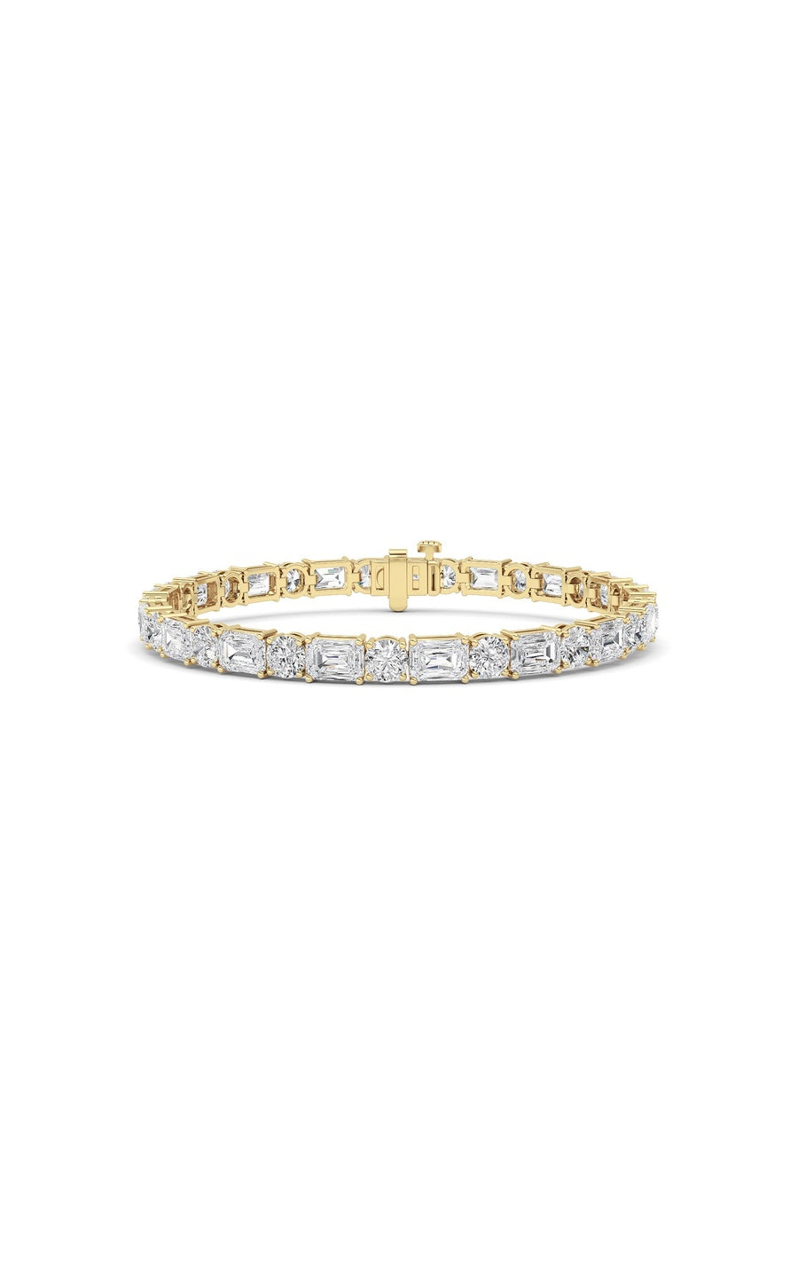 15Cttw Emerald And Round Lab Grown Diamond (F/VS )Bracelet in 14K Gold