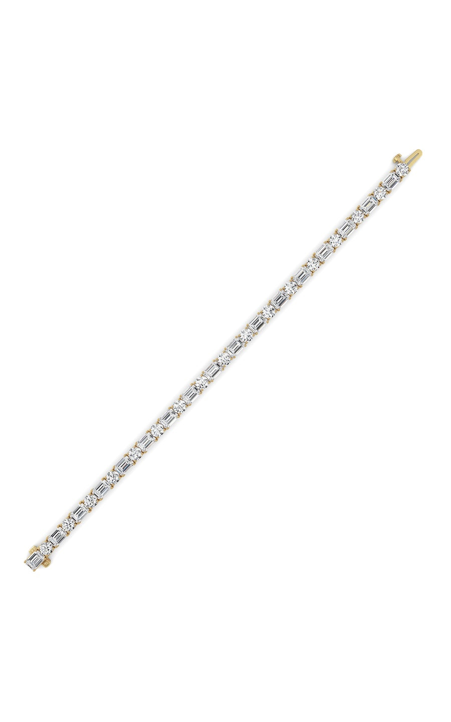15Cttw Emerald And Round Lab Grown Diamond (F/VS )Bracelet in 14K Gold