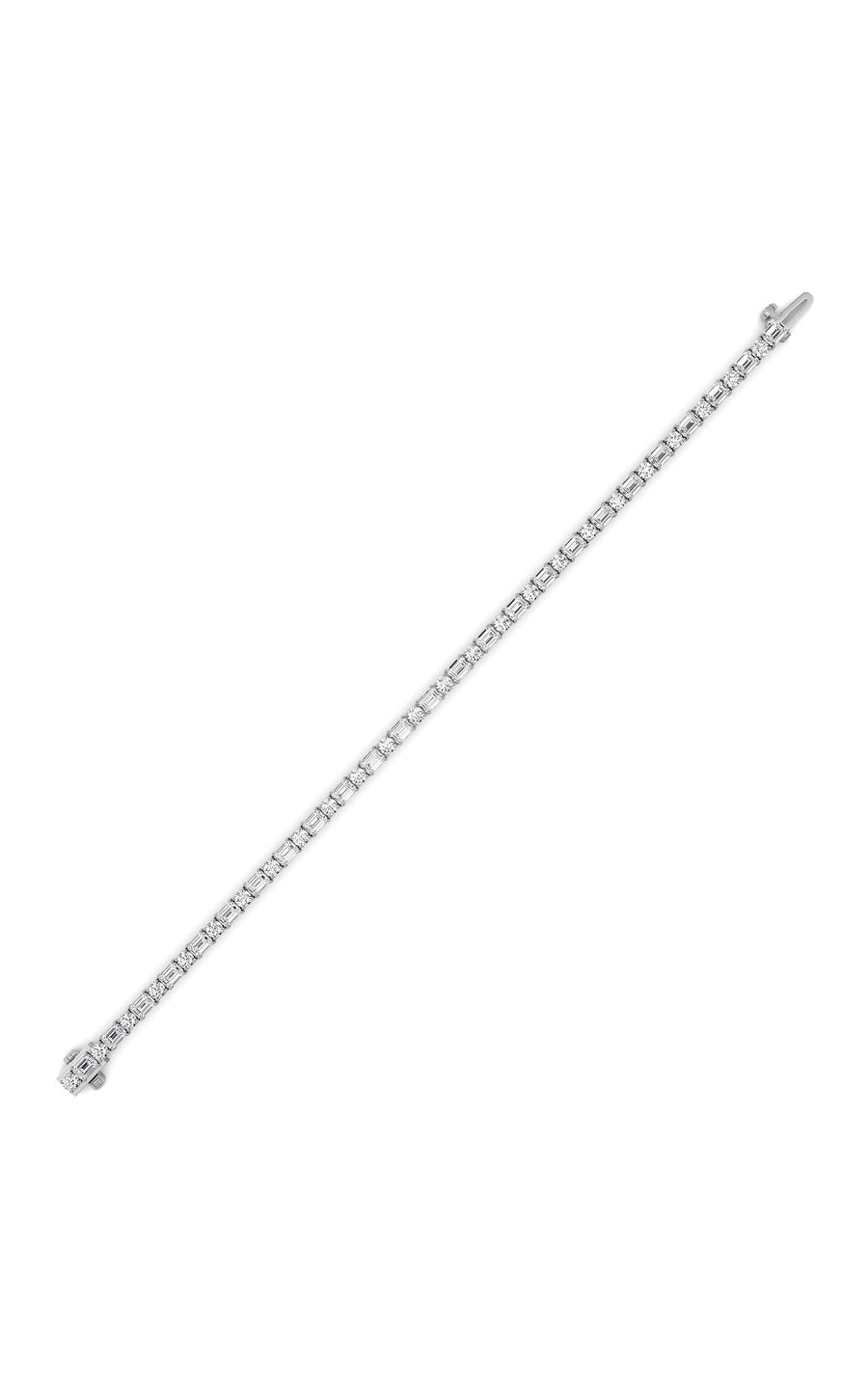 7Cttw Emerald And Round Lab Grown Diamond (F/VS )Bracelet in 14K Gold